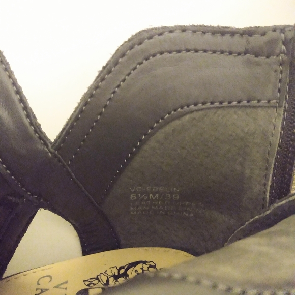 Vince Camuto Gray Suede Leather Zip 3 1/4" Heel Ankle Peep Toe Booties sz 8.5 M - Picture 6 of 9